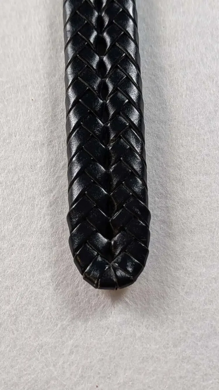 Fossil Mens Braided Leather Belt with Silver Buckle